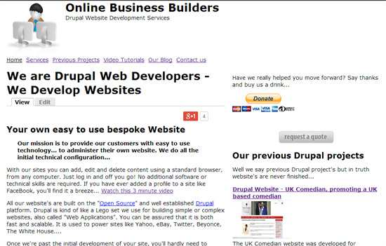 Unthemed drupal website